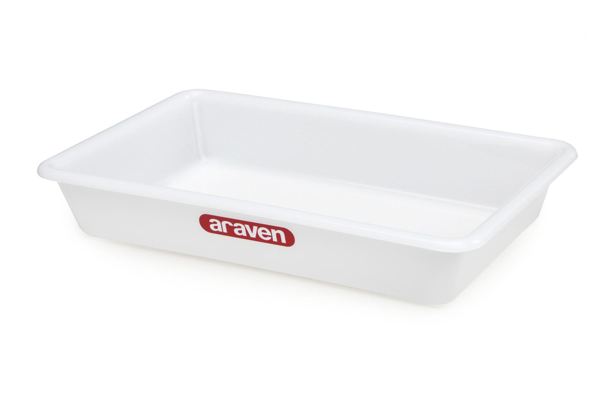 Araven Vaschetta Bianca 5L - 435 x 285 x 80 mm Contenitore per Alimenti in Polietilene Senza Coperchio