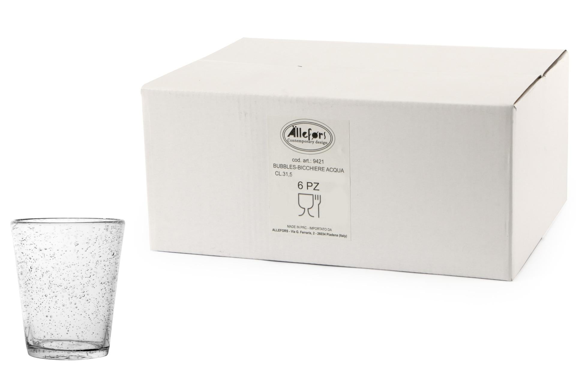 Import Tavola Professional Bubbles Bicchiere Acqua Cl.31.5 Incamiciato Trasparente In Pasta di Vetro Soffiato a Bocca - Set 6 Pz