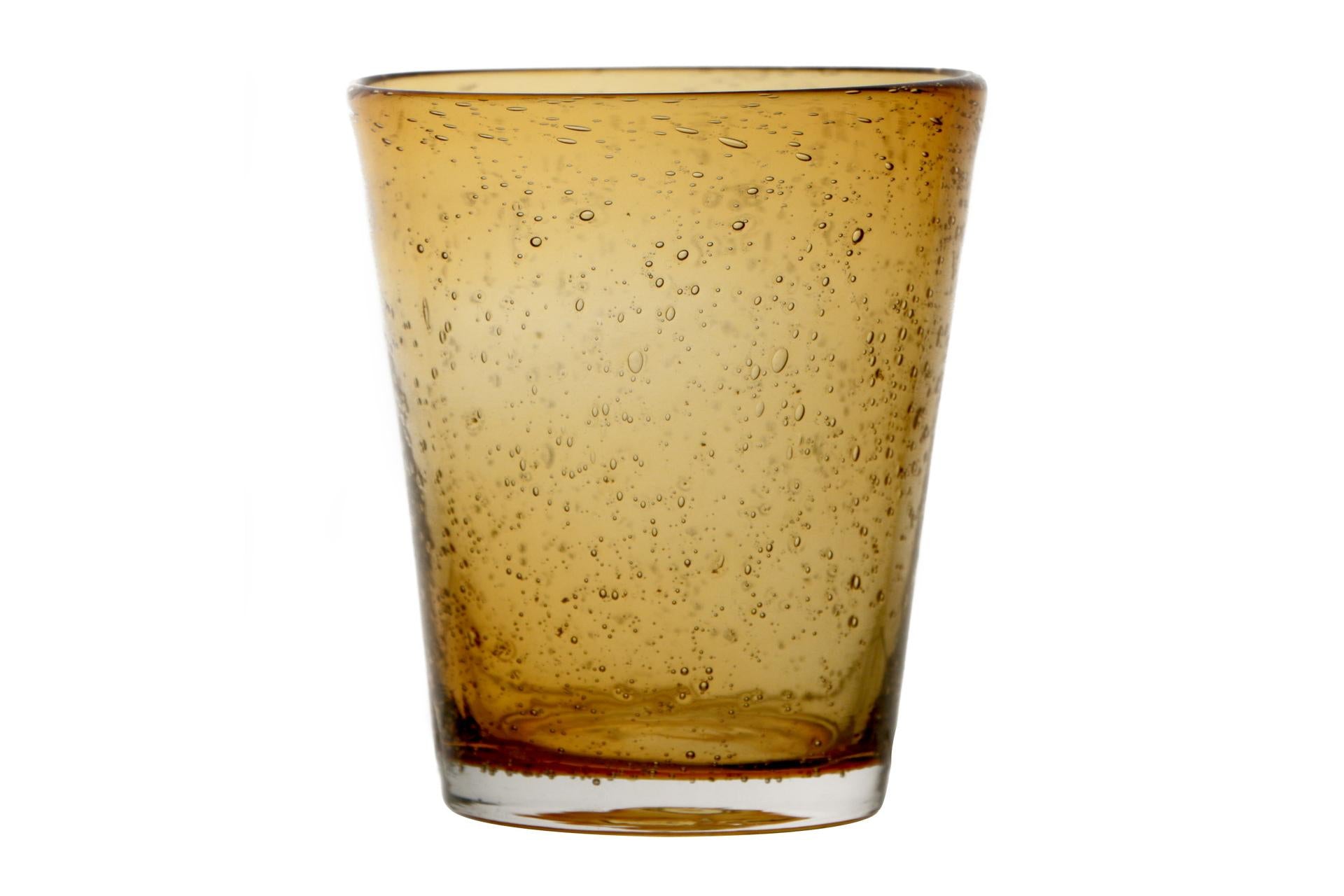 Import Tavola Professional Bubbles Bicchiere Acqua Cl.31.5 Incamiciato Ambra In Pasta di Vetro Soffiato a Bocca - Set 6 Pz