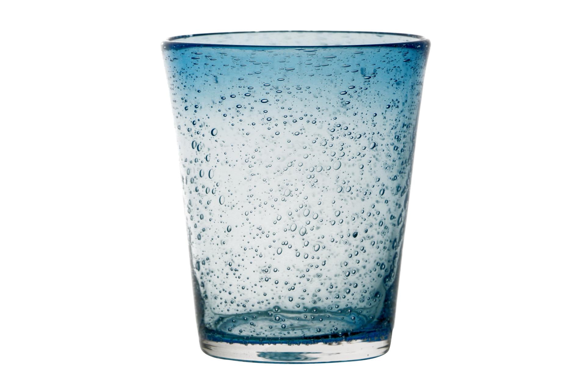 Import Tavola Professional Bubbles Bicchiere Acqua Cl.31.5 Incamiciato Azzurro In Pasta di Vetro Soffiato a Bocca - Set 6 Pz