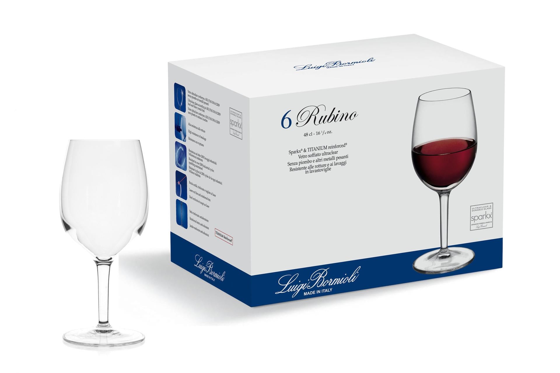 Bormioli Luigi Rubino Set 6 Calici Grandi Vino 37 cl - Vetro Ultra Clear Senza Piombo e Metalli Pesanti - Set 6 Pz 3