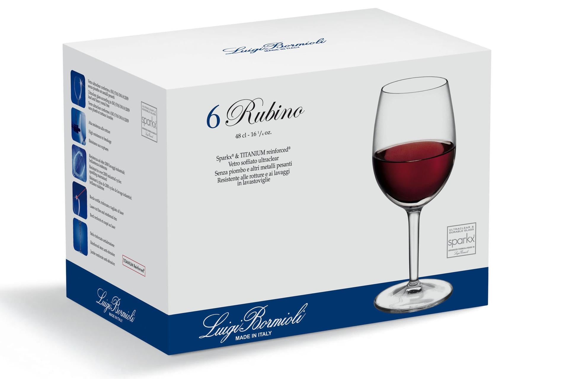 Bormioli Luigi Rubino Set 6 Calici Grandi Vino 37 cl - Vetro Ultra Clear Senza Piombo e Metalli Pesanti - Set 6 Pz 4