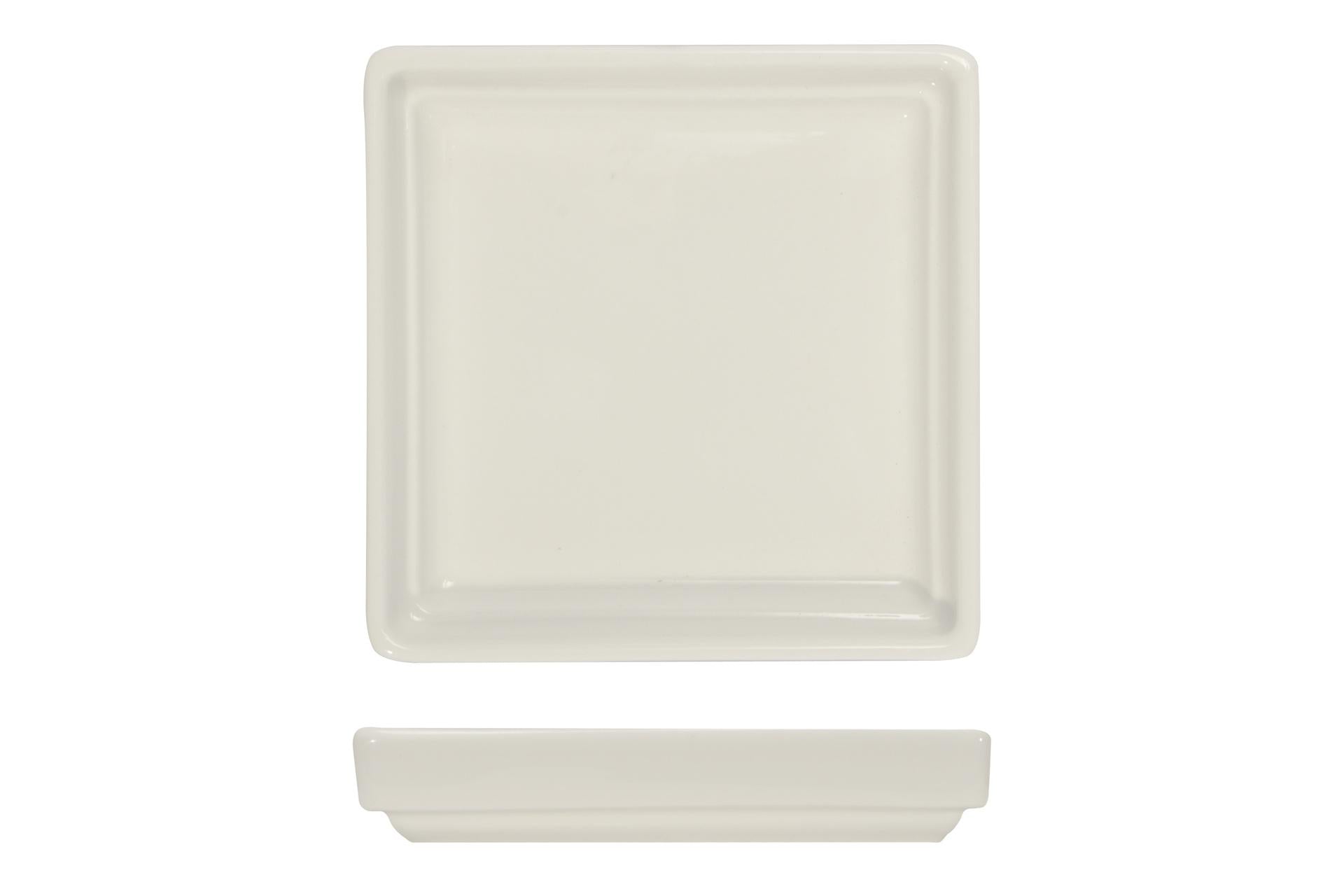 Import Tavola Professional B.B. White Piattino Quadro 10 x 10 x 2.1 cm In Porcellana Bianca - Set 12 Pz