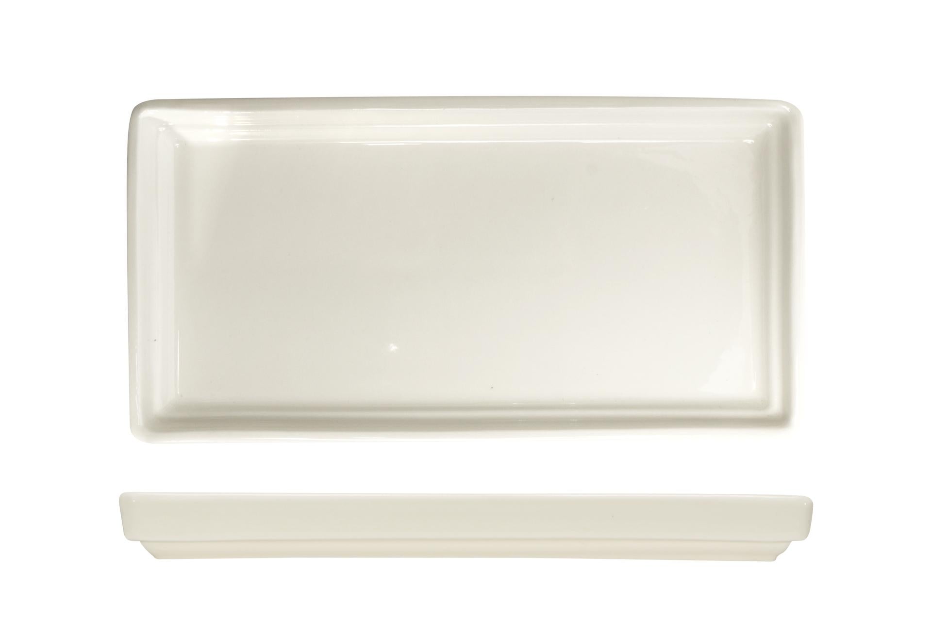 Import Tavola Professional B.B. White Piatto Rettangolare 20,3 x 10,3 x 2,1 cm In Porcellana Bianca - Set 6 Pz
