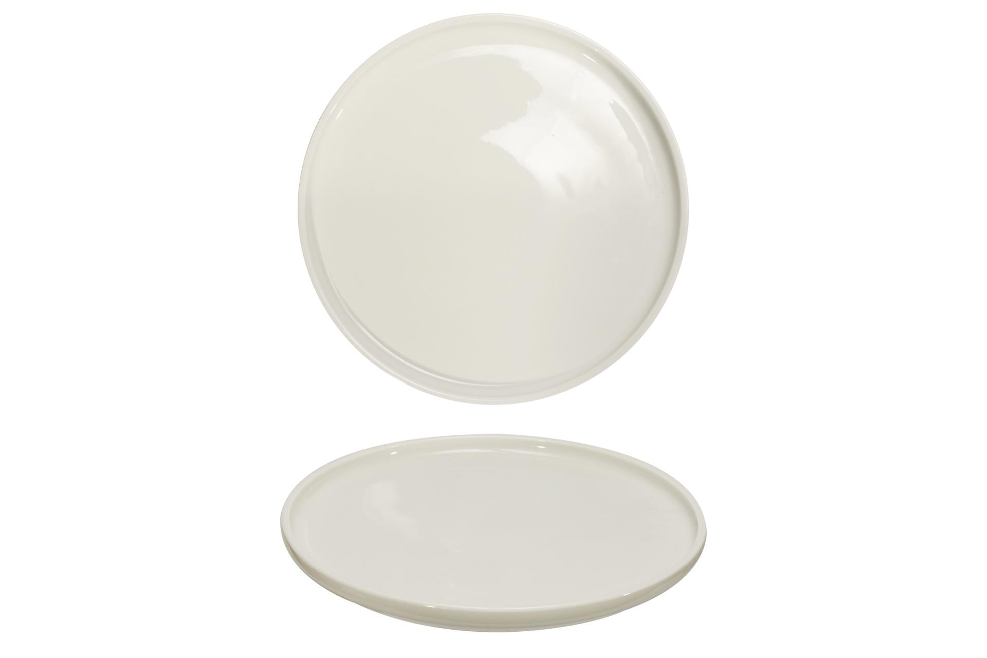 Import Tavola Professional Piatto Tondo Ø26.1 cm - H.2.2 cm In Porcellana Bianca B.B. White - Set 4 Pz