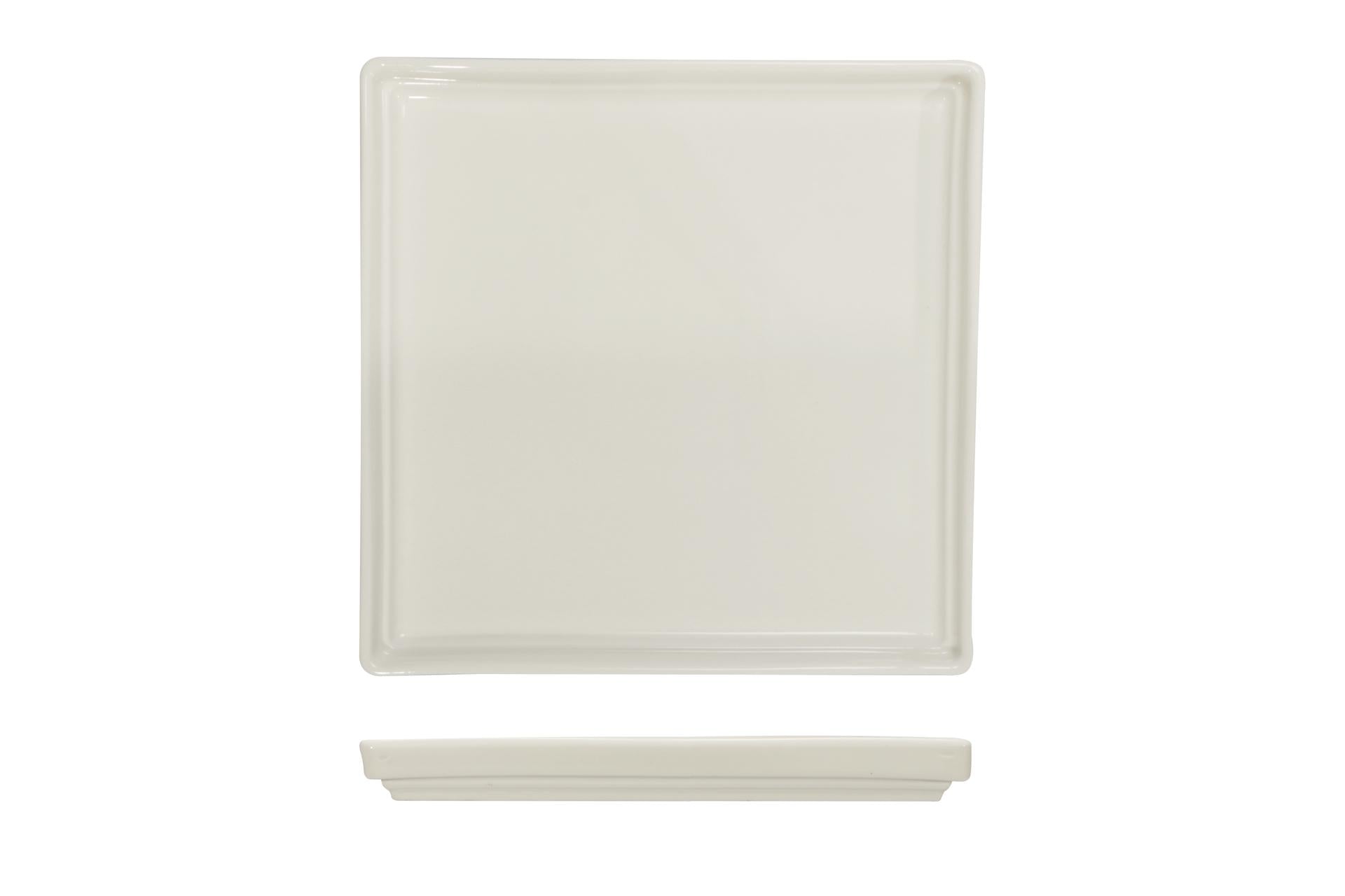 Import Tavola Professional Piatto Quadro 21.5 x 21.5 x 2.3 cm In Porcellana Bianca - Linea B.B. White - Set 6 Pz
