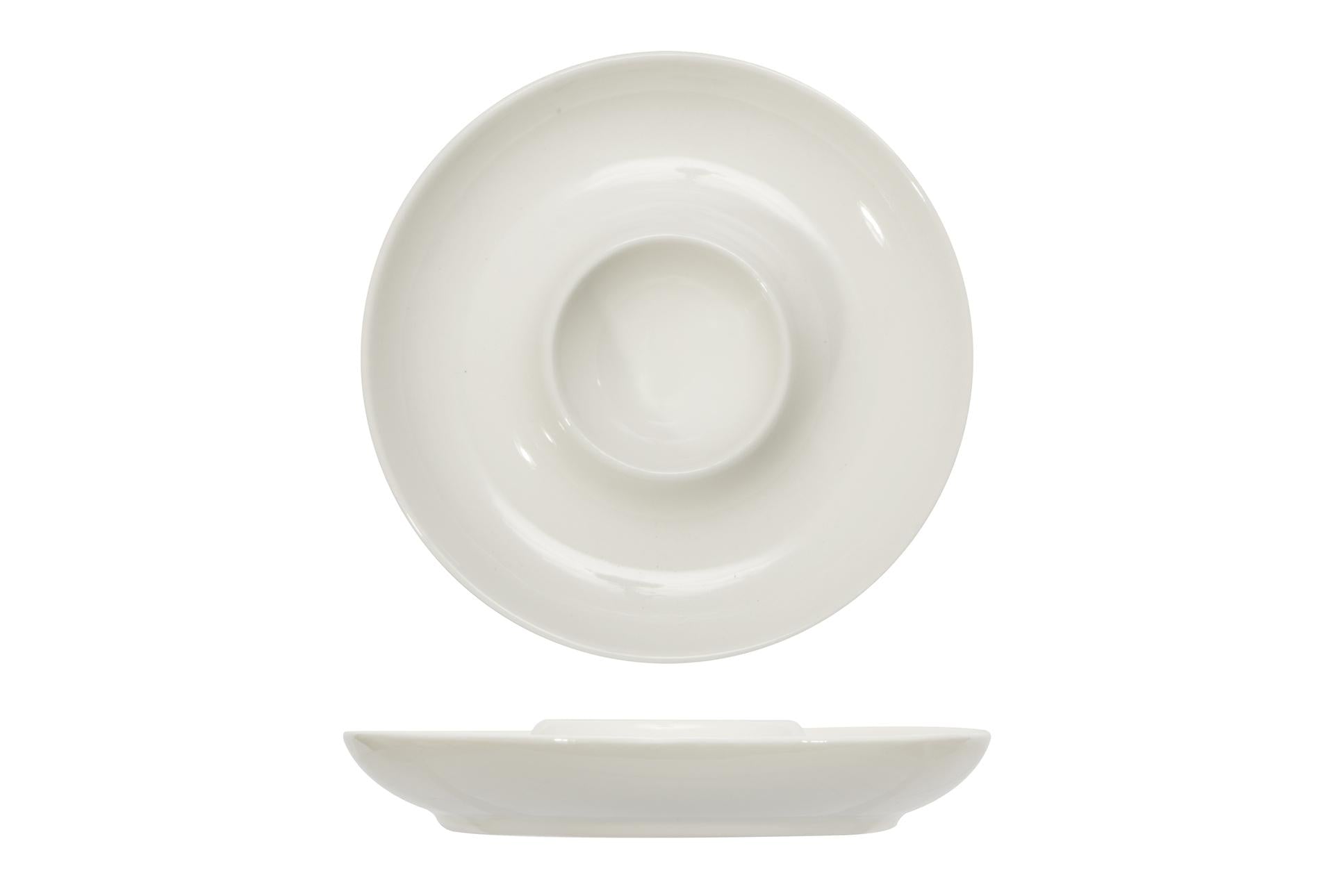 Import Tavola Professional B.B. White Piattino Portauovo 13.2x2.1 cm In Porcellana Bianca - Set 12 Pz