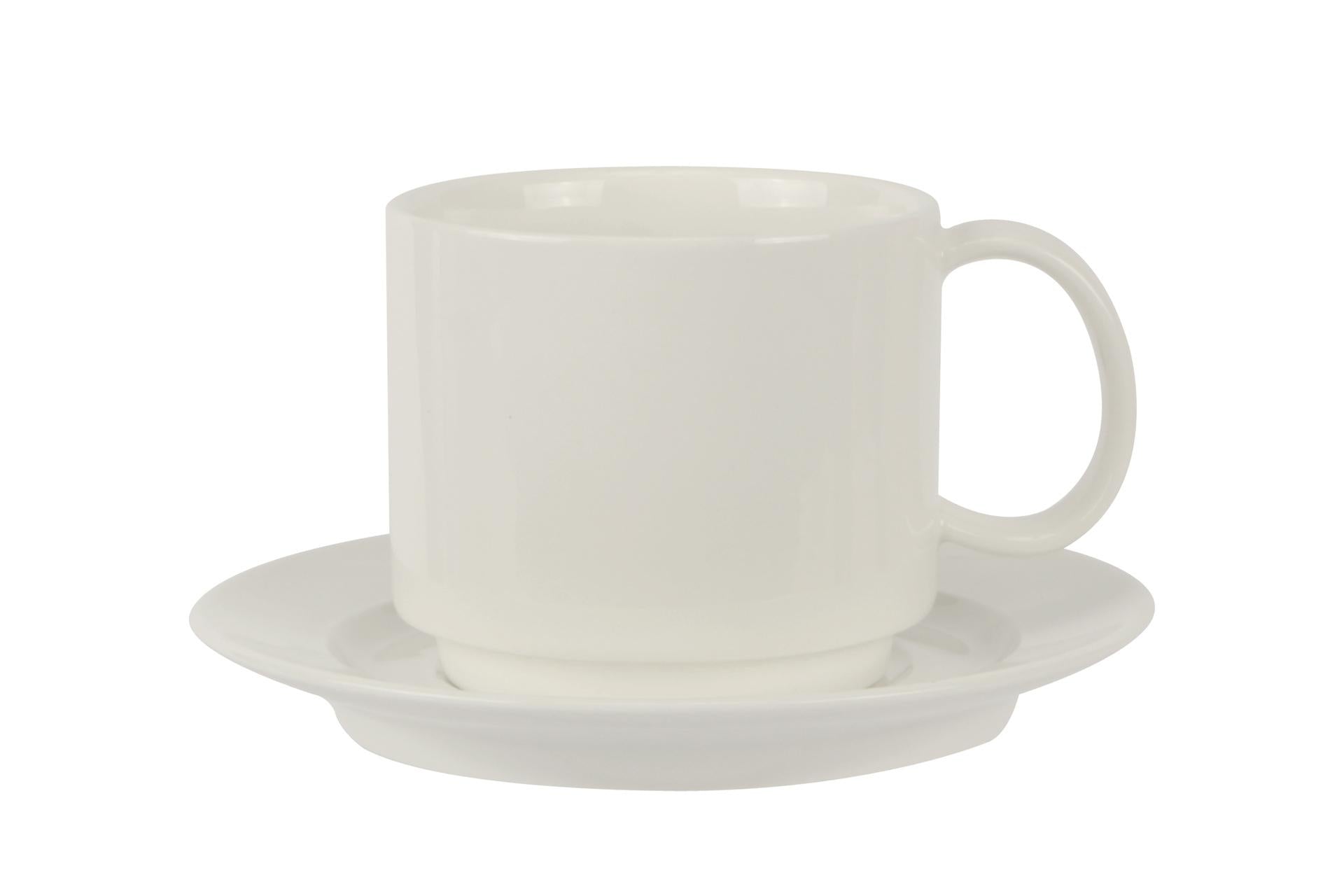 Import Tavola Professional Tazza Cappuccio Impilabile 280 ml - Linea B.B. White In Porcellana Bianca - Set 6 Pz