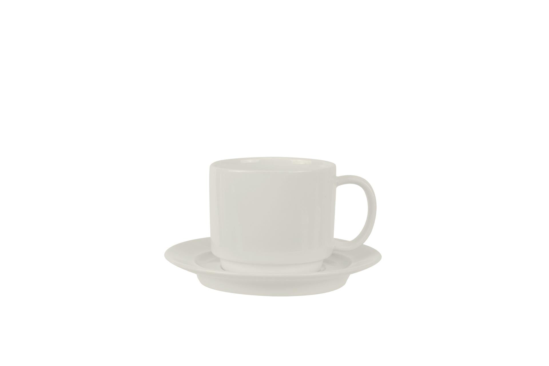 Import Tavola Professional Piattino Caffè Impilabile Ø11.2 cm - Linea B.B. White In Porcellana Bianca - Set 24 Pz