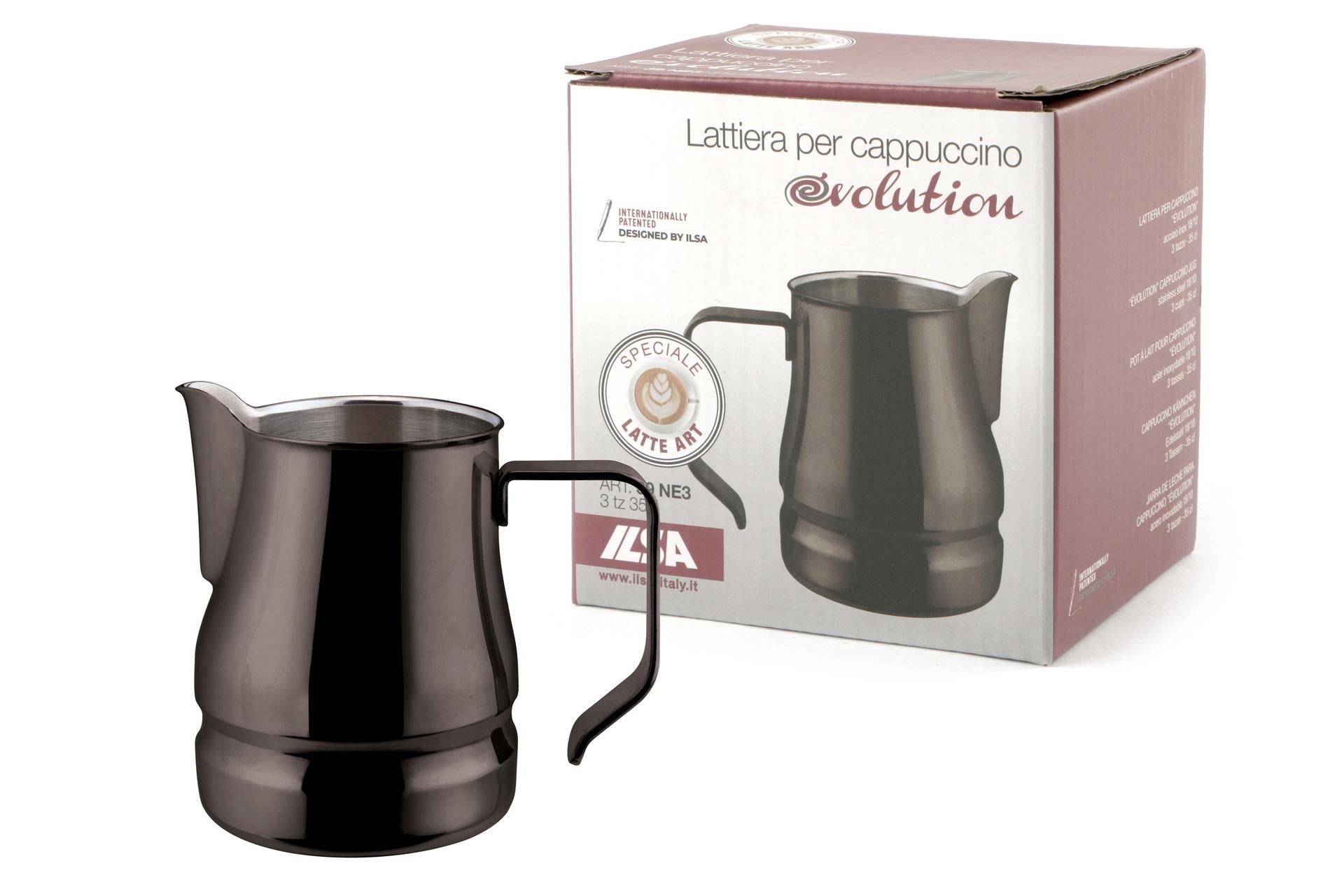Ilsa Evolution Lattiera Nera 35 cl - In Acciaio Inox 18/10 Con Rivestimento Antiaderente