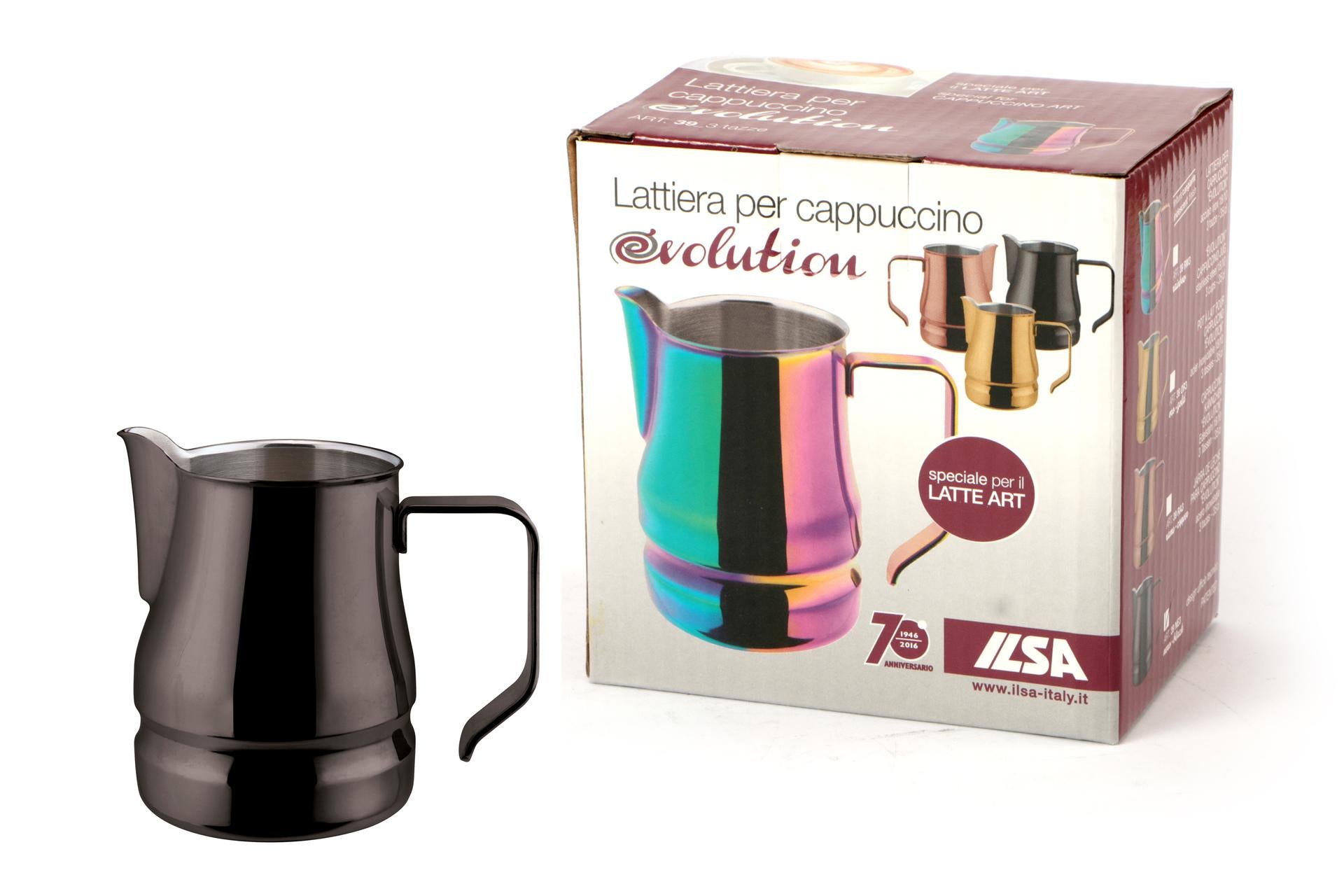 Ilsa Evolution Lattiera Nera 50 cl - Acciaio Inox 18/10 Con Rivestimento Antiaderente