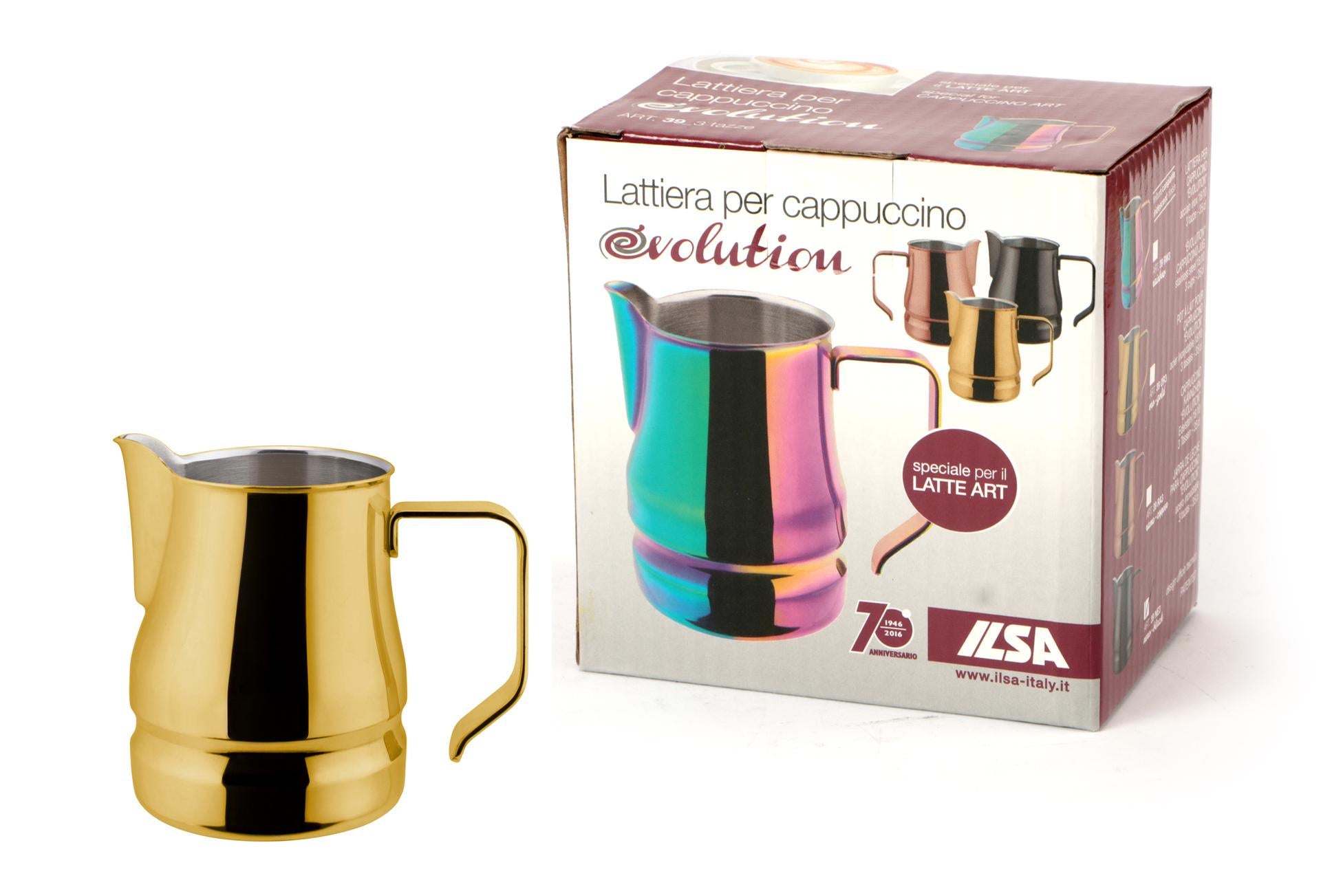 Ilsa Evolution Oro Lattiera 35 cl - Acciaio Inox 18/10 Rivestimento Antiaderente Nero