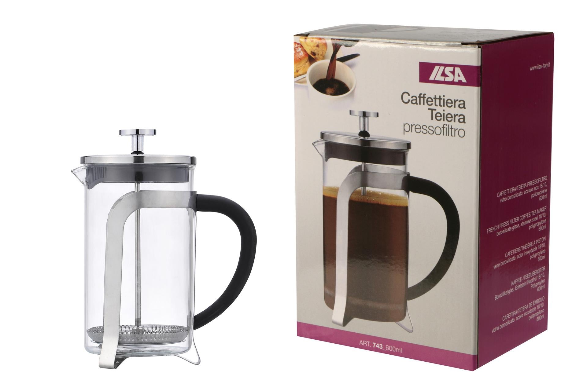 Ilsa Caffettiera-Infusiera 600 ml In Vetro Borosilicato e Acciaio Inox - Teiera e Infusiera per Tisane e Decotti 3