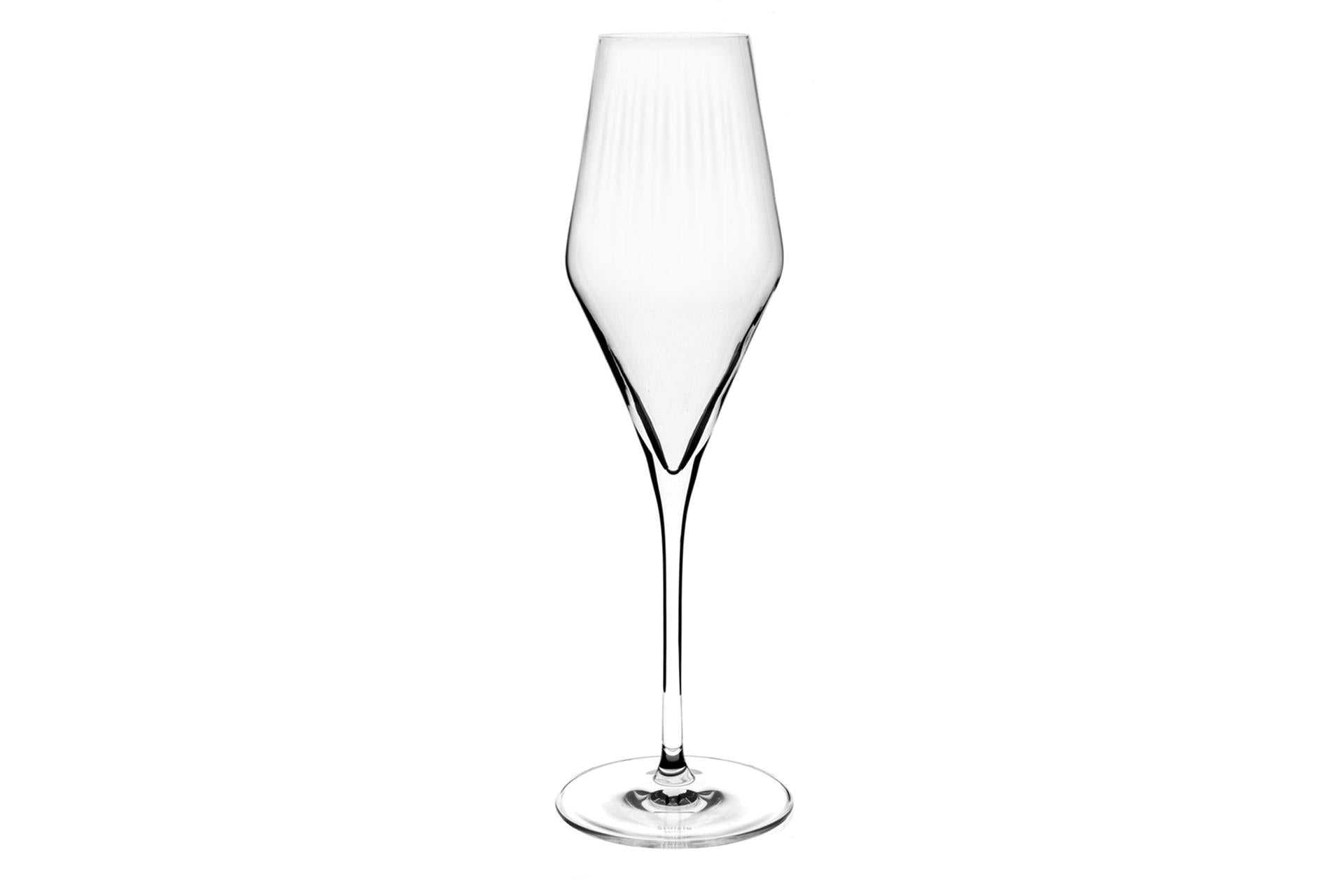 Stolzle Lausitz Symphony Calice Flute Champagne Cl 29 - Design Ottico Con Trame Verticali - Set 6 Pz