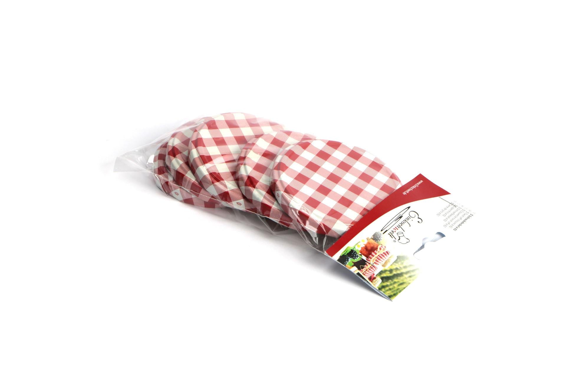 Il Casale Set 5 Capsule Ø66 mm Decoro Tovaglia - Barattoli e Accessori in Vetro per Conservazione - Set 5 Pz