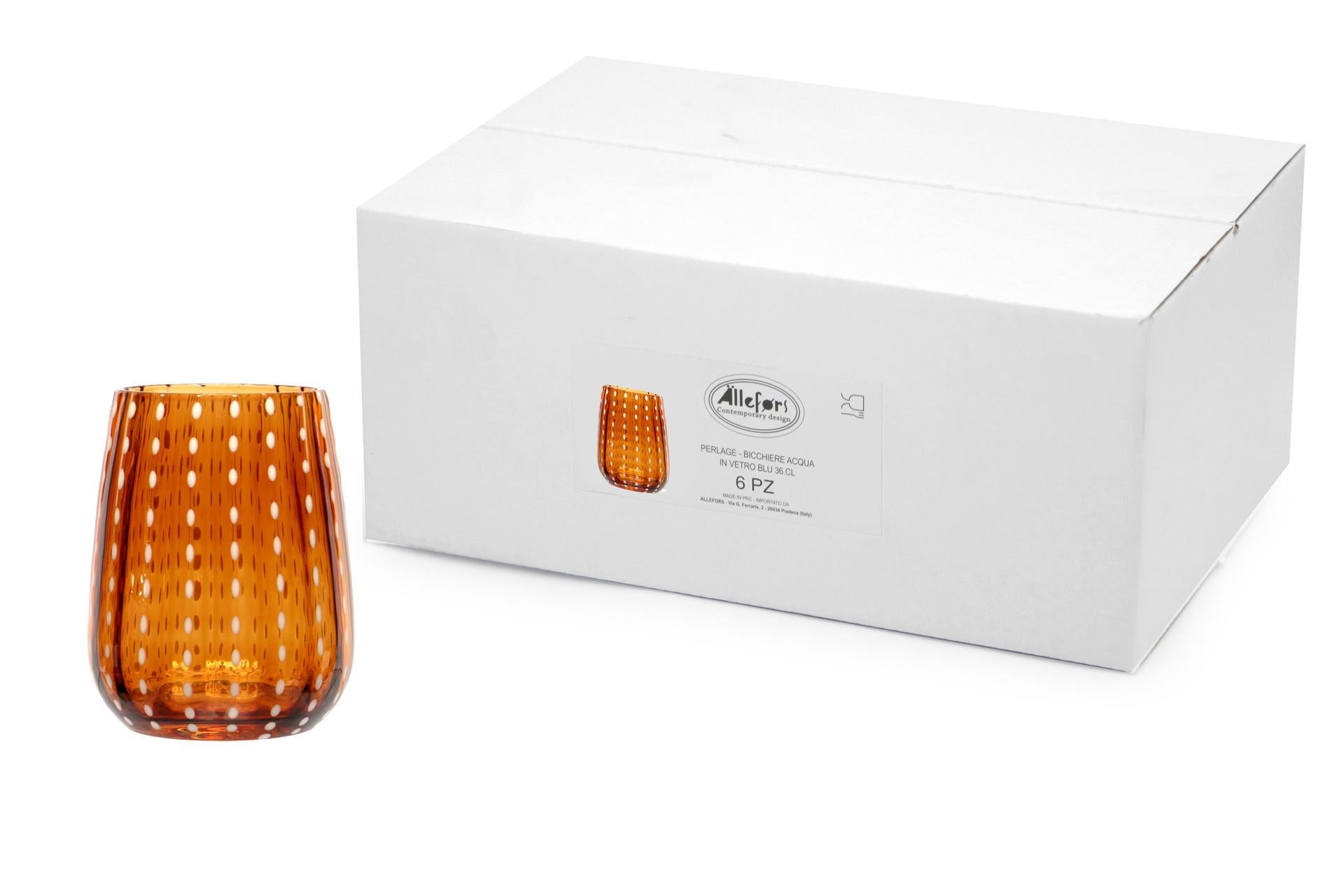 Import Tavola Professional Perlage Bicchiere Acqua 36 cl In Vetro Ambra Soffiato a Bocca - Set 6 Pz