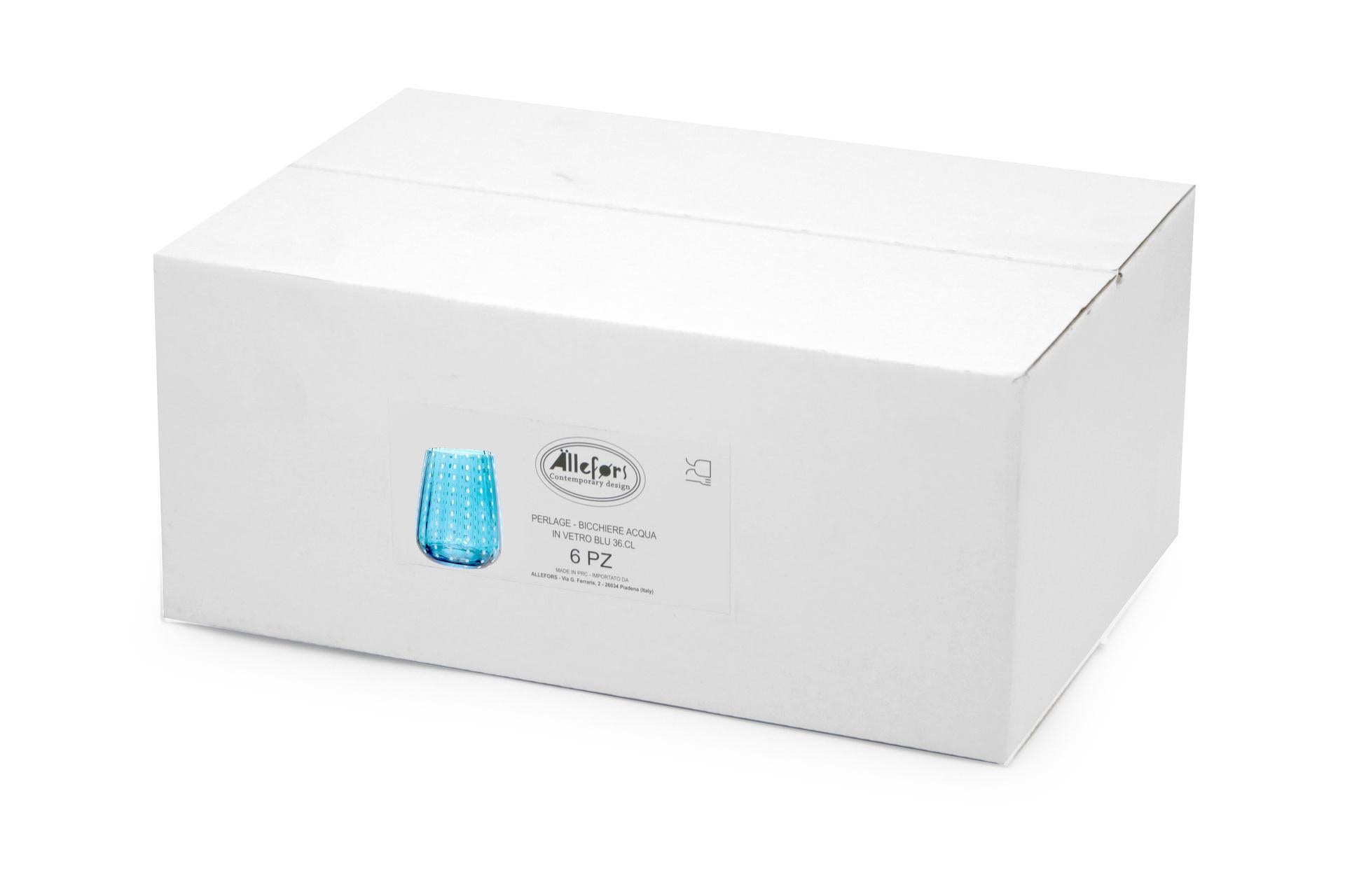 Import Tavola Professional Perlage Bicchiere Acqua 36 cl In Vetro Azzurro Soffiato a Bocca - Set 6 Pz 4