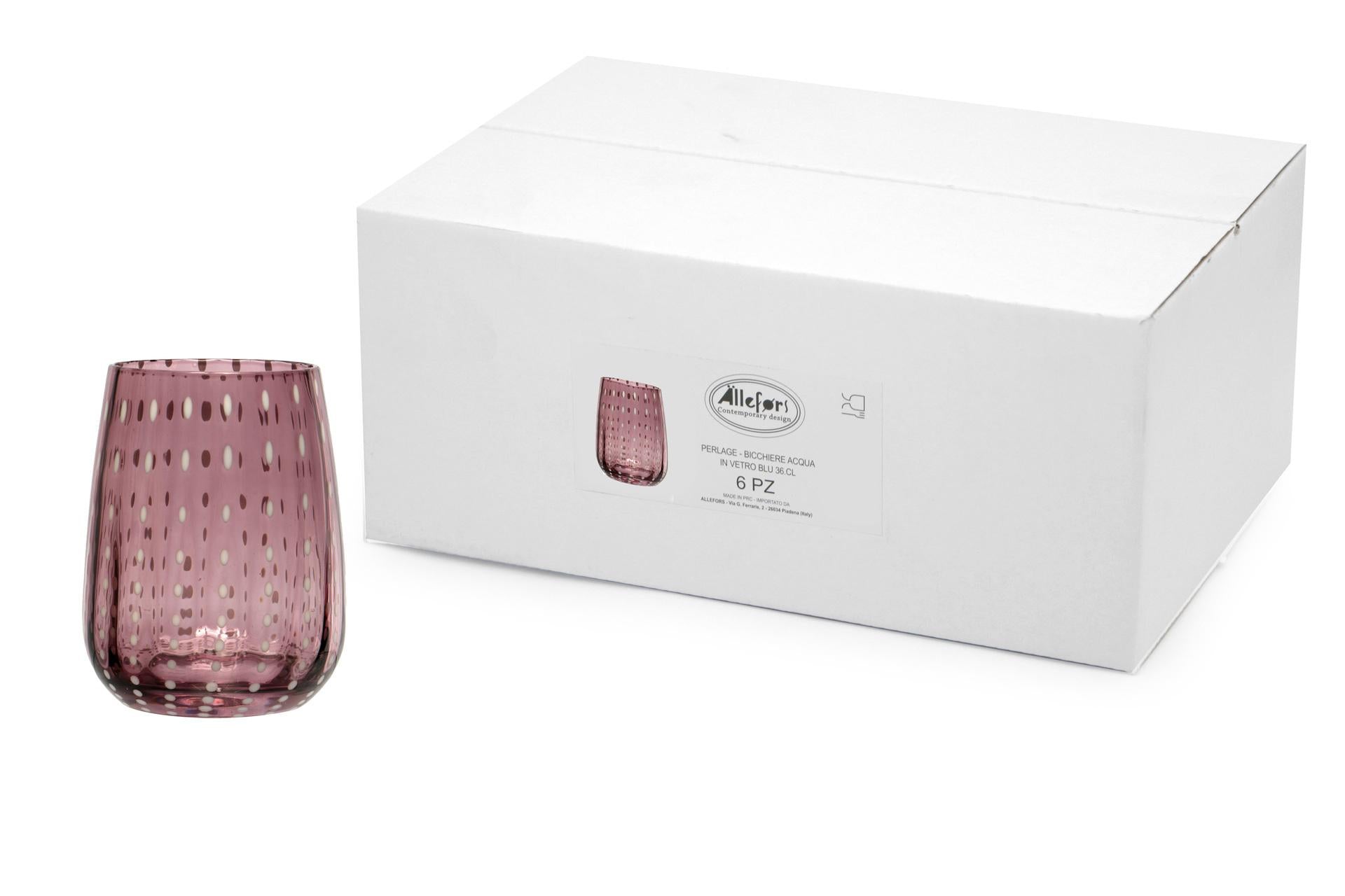 Import Tavola Professional Perlage Bicchiere Acqua 36 cl In Vetro Ametista Soffiato a Bocca - Set 6 Pz