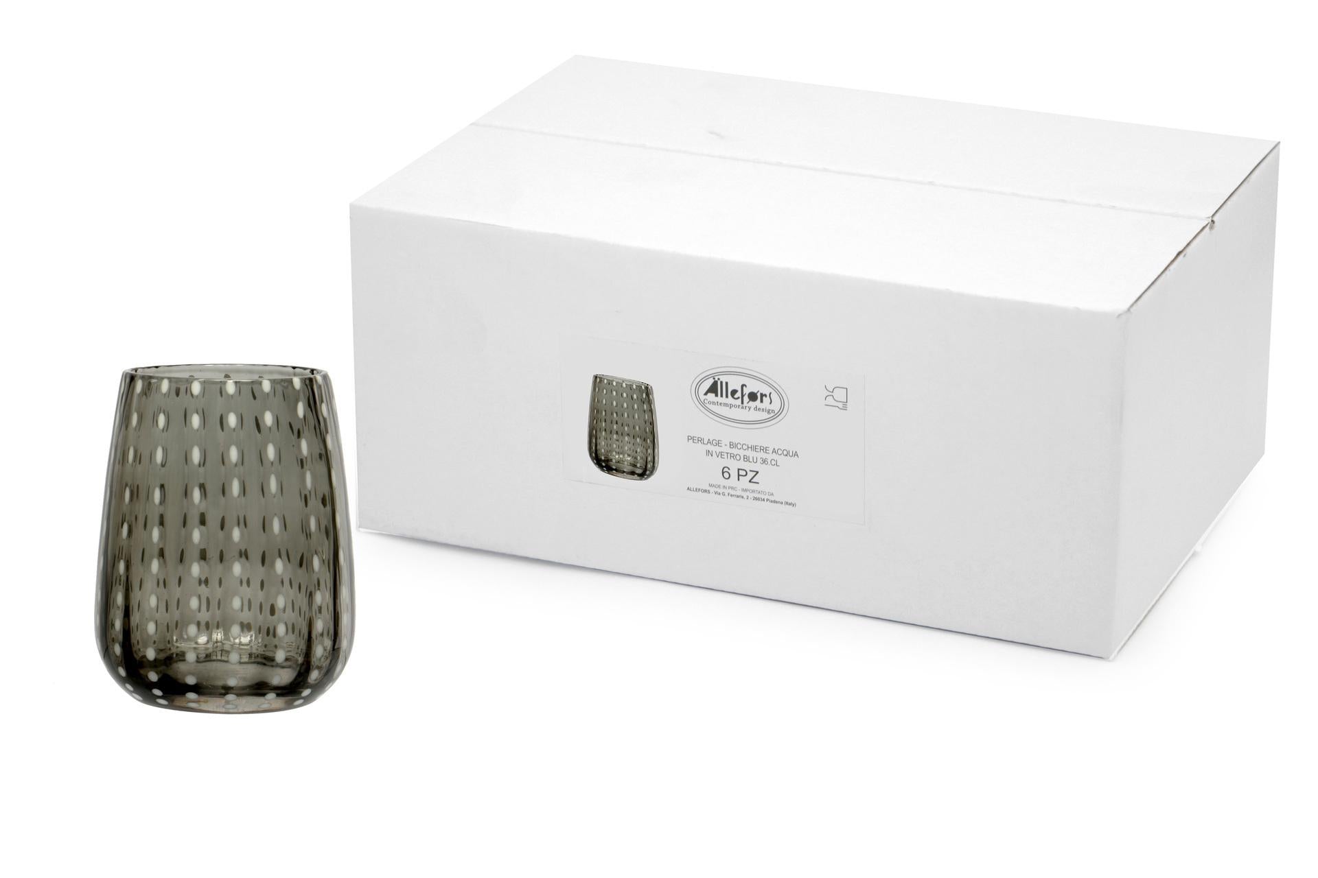 Import Tavola Professional Perlage Bicchiere Acqua 36 cl In Vetro Grigio Soffiato a Bocca - Set 6 Pz