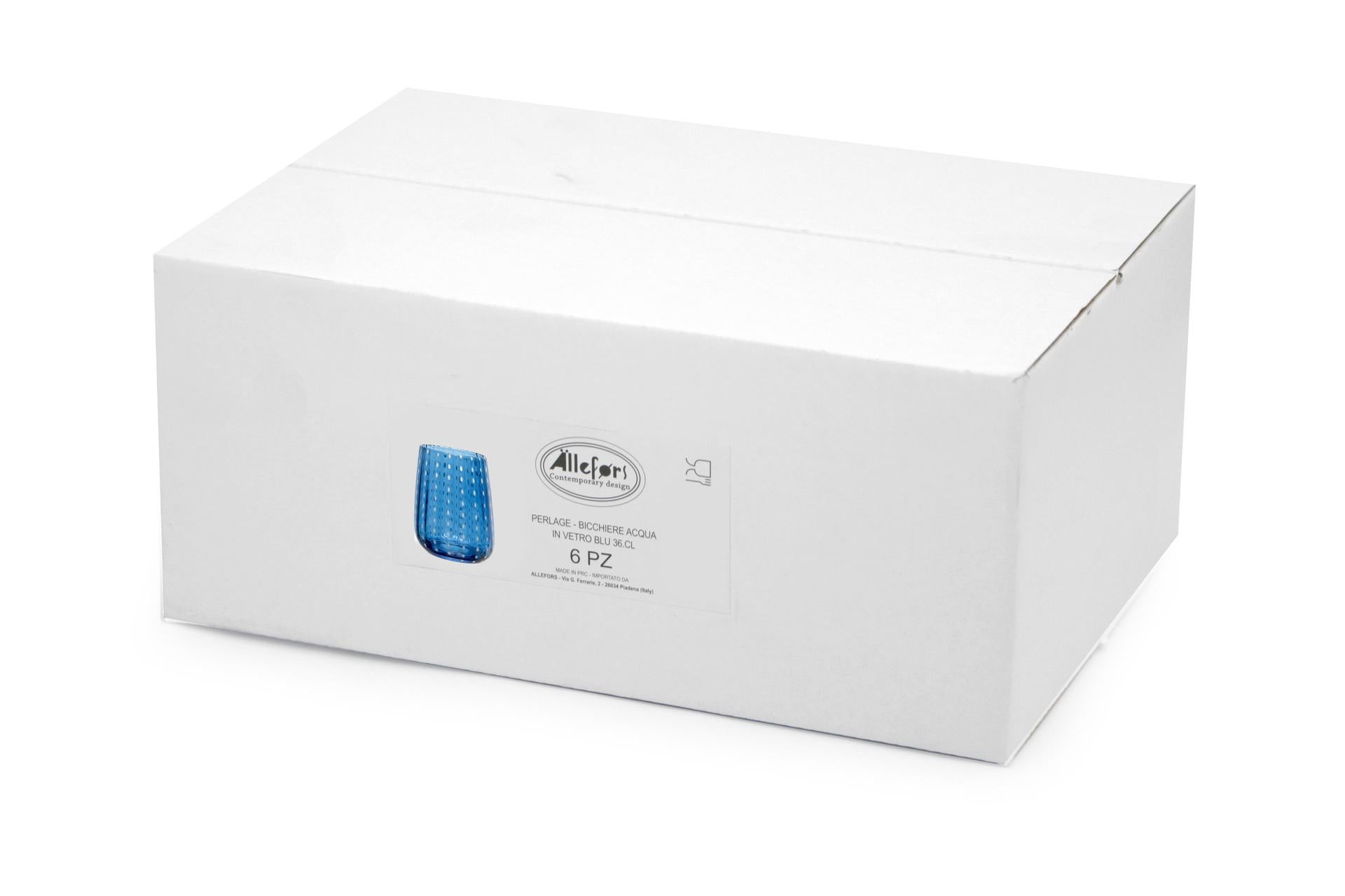 Import Tavola Professional Perlage Bicchiere Acqua 36 cl In Vetro Blu Soffiato a Bocca - Set 6 Pz 4